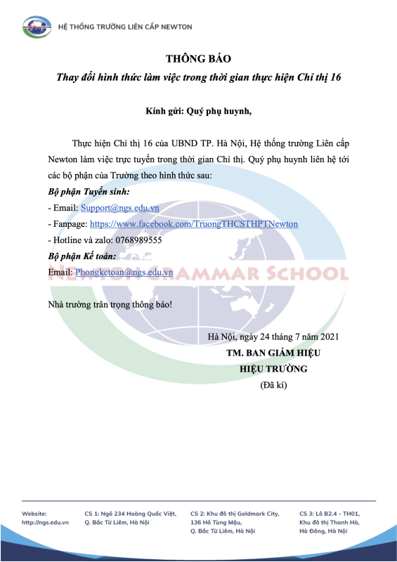 Thong bao thay doi hinh thuc lam viec