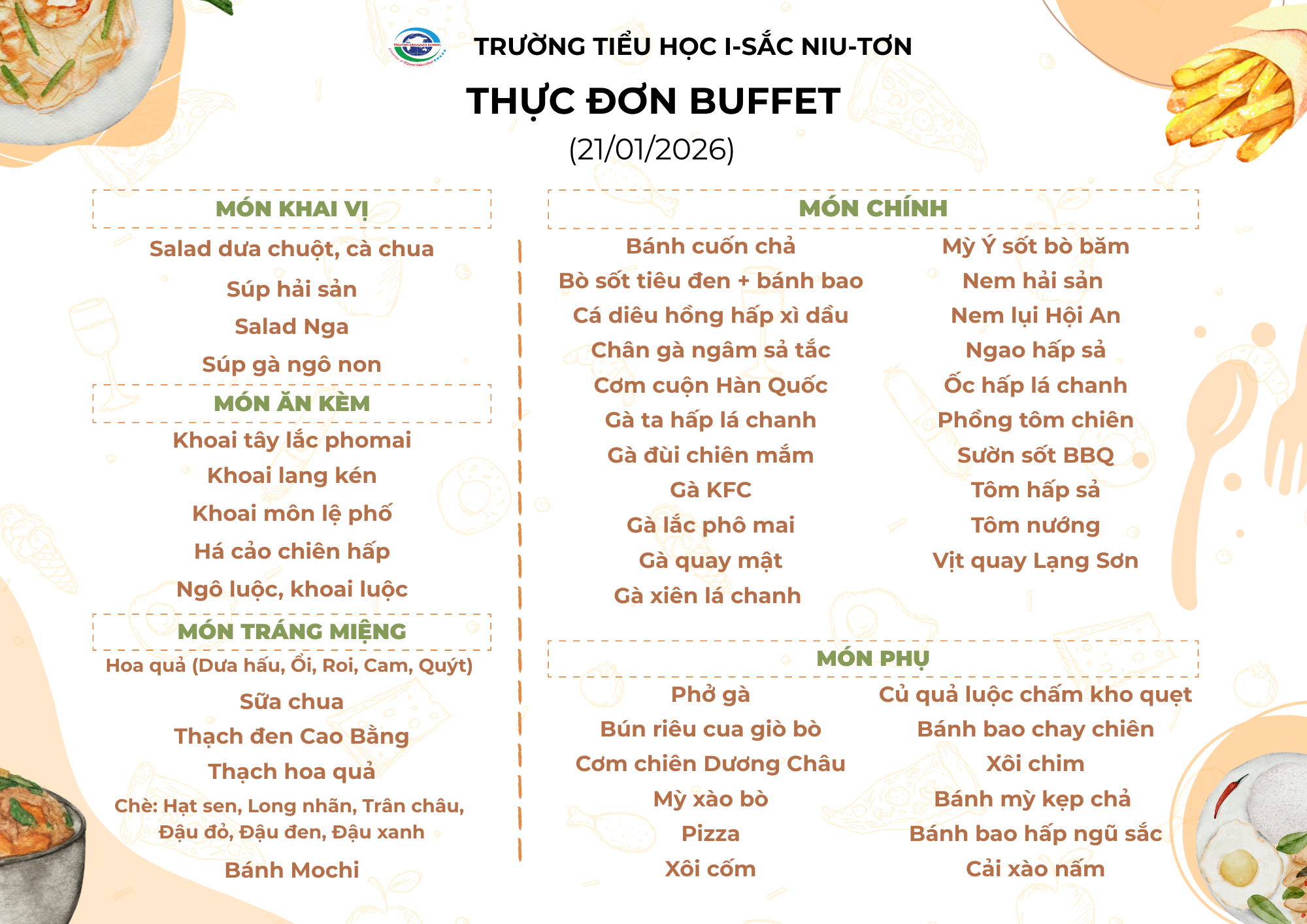 THỰC ĐƠN BUFFET