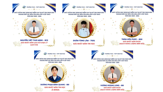(Học sinh đạt giải Nhất vượt cấp của Trường THCS – THPT Newton) (Học sinh đạt giải Nhất vượt cấp của Trường THCS – THPT Newton)