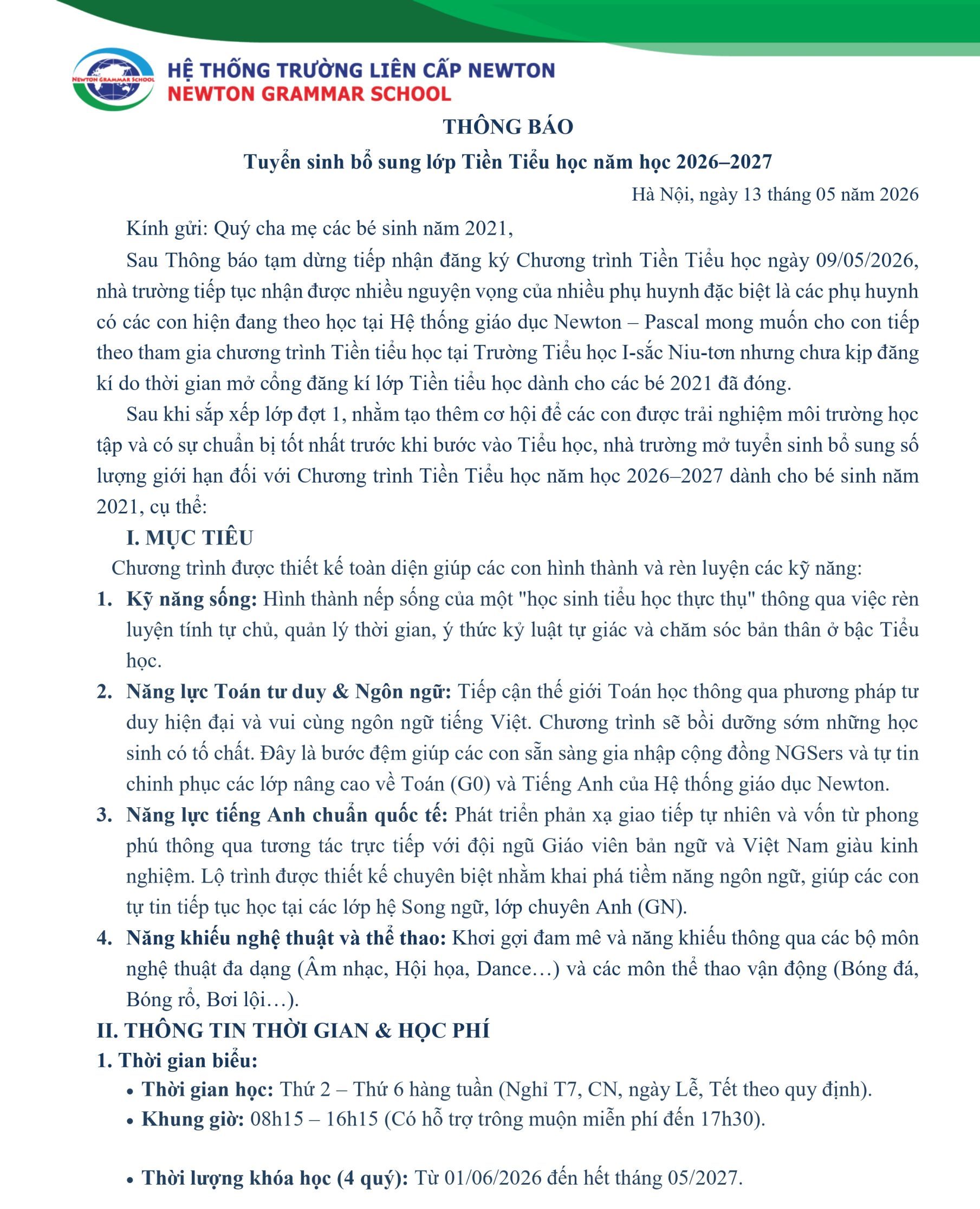 TB TUYỂN SINH BỔ SUNG TTH 2021 page 0001