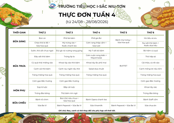 Thực đơn tháng 8