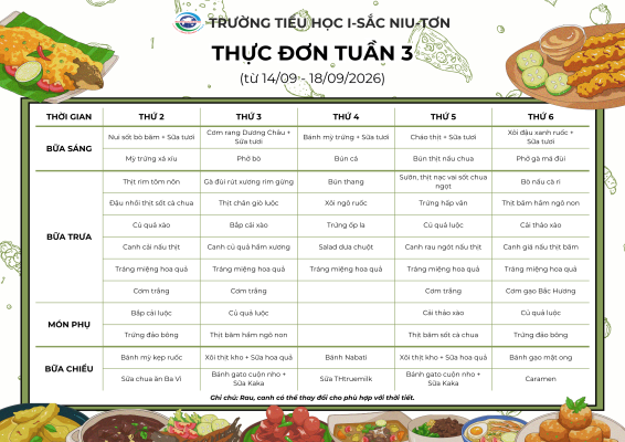 Thực đơn tháng 9