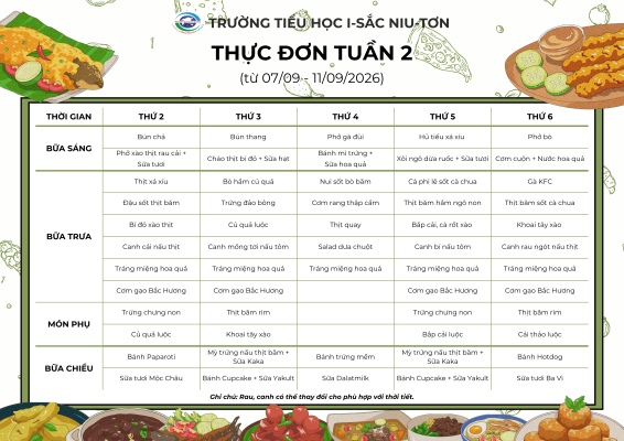 Thực đơn tháng 9
