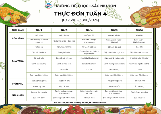 Thực đơn tháng 10