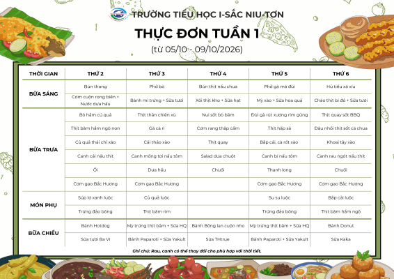 Thực đơn tháng 10